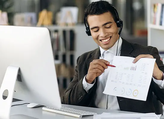 Financial expert discussing CFO services and business growth strategies